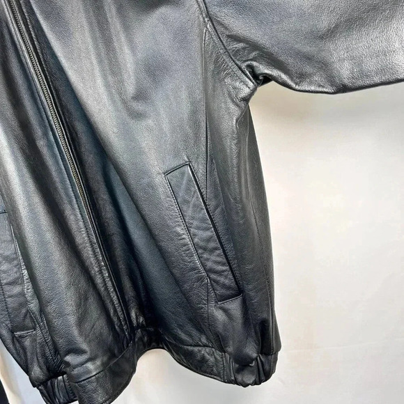 Austin Clothing Co. Size XL Men Leather Coat Black Bomber Jacket - Picture 6 of 10